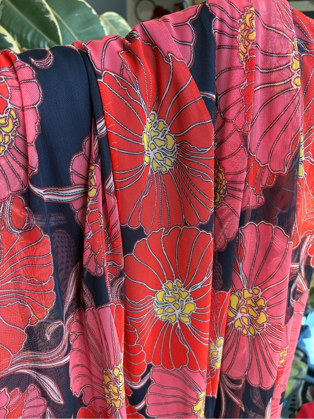 Kate & Lily Red Pink Floral Maxi Dress Size 6 Cape Overlay Flutter Sleeve Lined - Picture 11 of 11